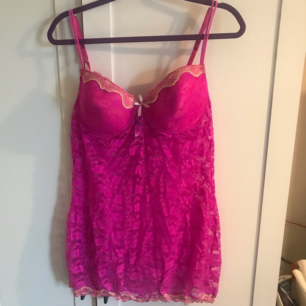 NWT 2x hot pink lace lingerie